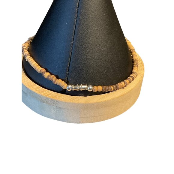 Wooden Beaded Anklet With Barrel Clasp - Picture 2 of 3